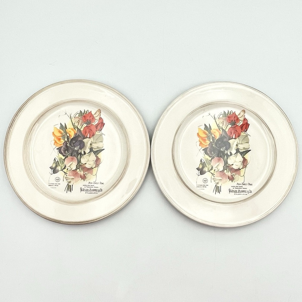Cracker‎ Barrel Garden Seeds New Sweet Peas 8" Plates Set of 2